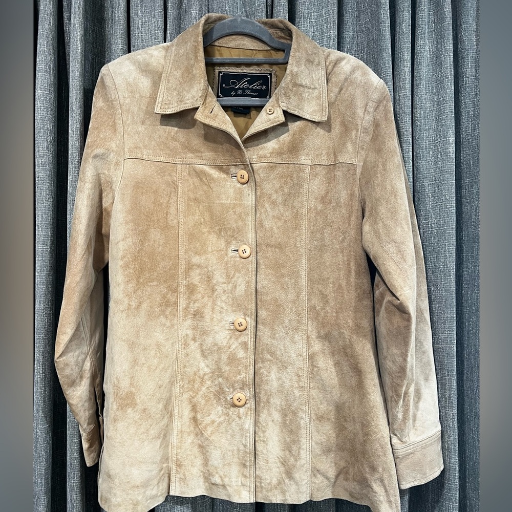 Tan Suede Leather Western Cowgirl  Rodeo Jacket | Button Front | Size L